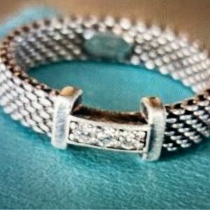 Tiffany & Co. Triple Diamond 💎 Stirling Silver Somerset Mesh Narrow Band.
